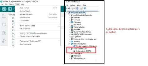 arduino failed uploading no upload port provided.